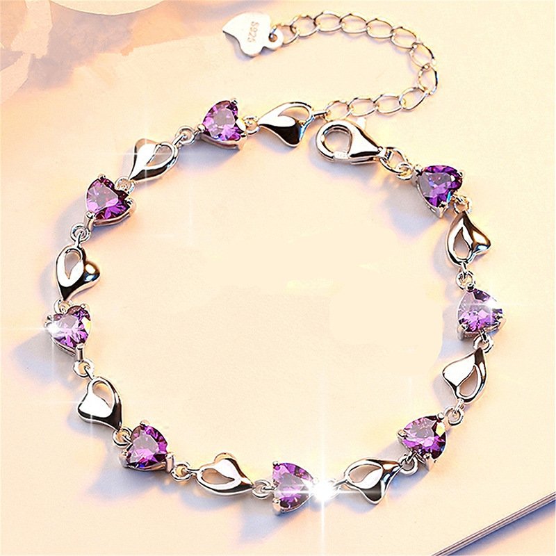 Silver Crystal Diamond Love Bracelet Female Fashion Birthday Gift Couple Bracelet Accessories Bracelet