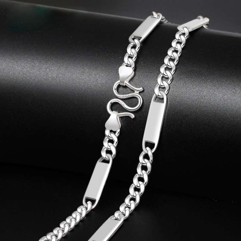 Silver Necklace Men's Flat Chain Platinum Fashion Blade Chain Simple Personality Trendy Matching Chain