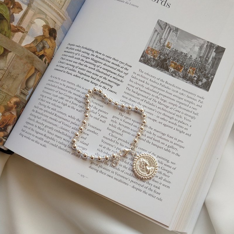 Customized 925 sterling silver silver design chain coin light bead bracelet bracelet