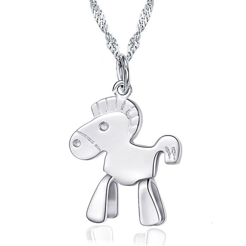 Three-dimensional carousel pendant female Japanese simple pendant silver jewelry gift